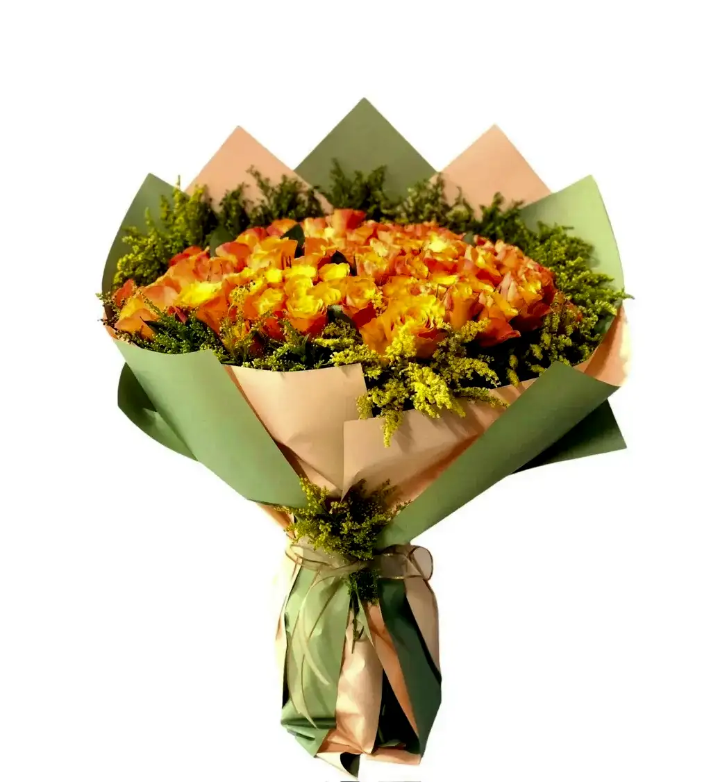 101 Turuncu Gül Buketi
