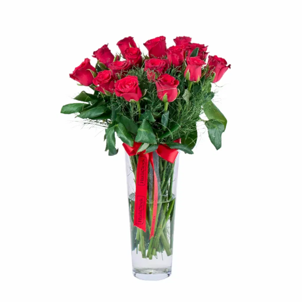 Vazoda 14'lü Kırmızı Gül