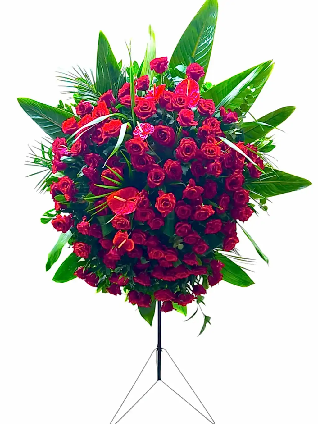 Kırmızı gül ferforje aranjmanı