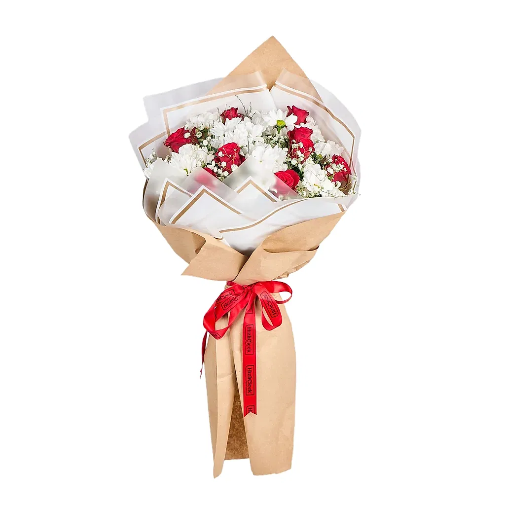 Classic Kırmızı Gül ve Papatya