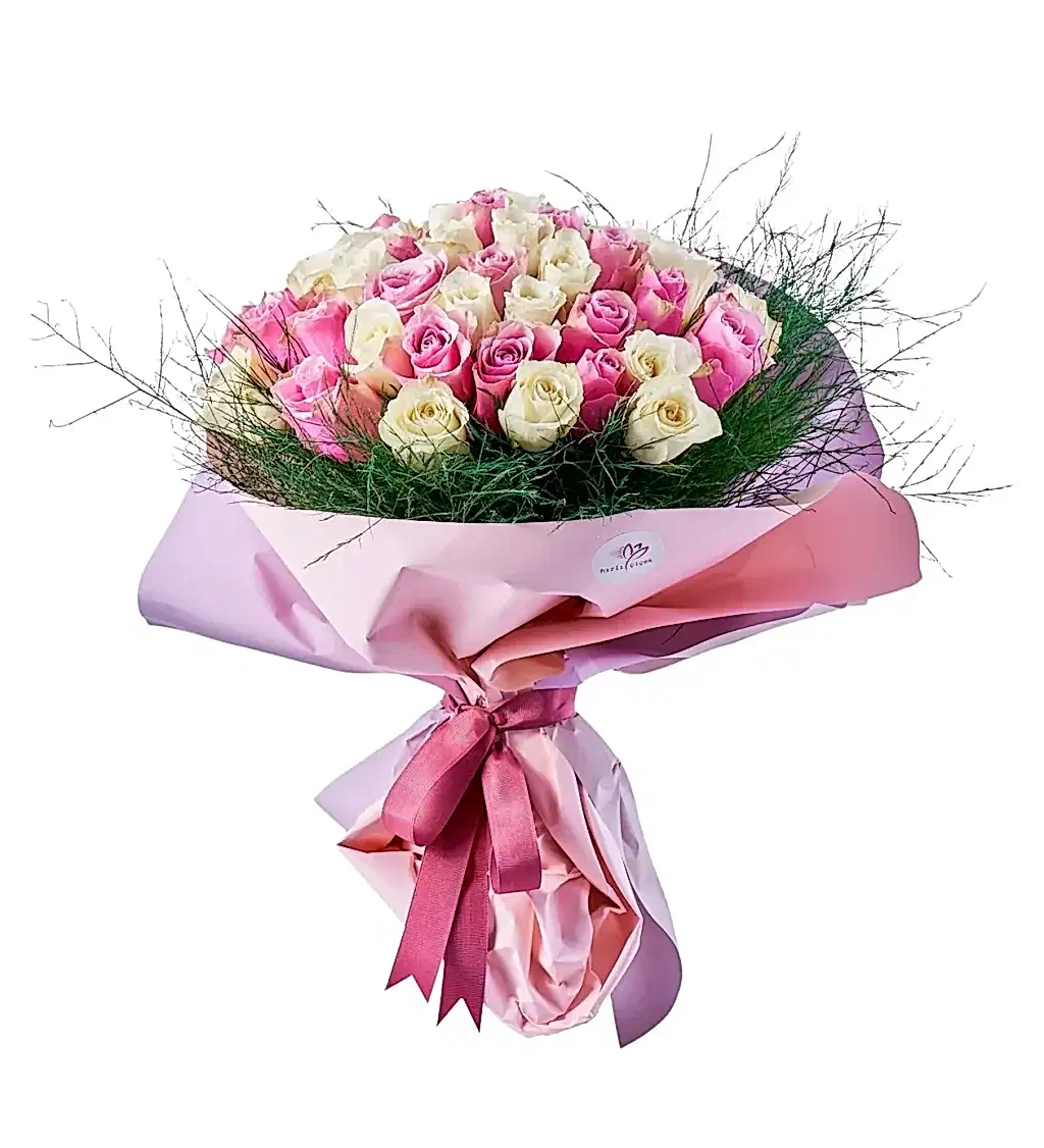 51’li Pembe Beyaz Gül Buketi