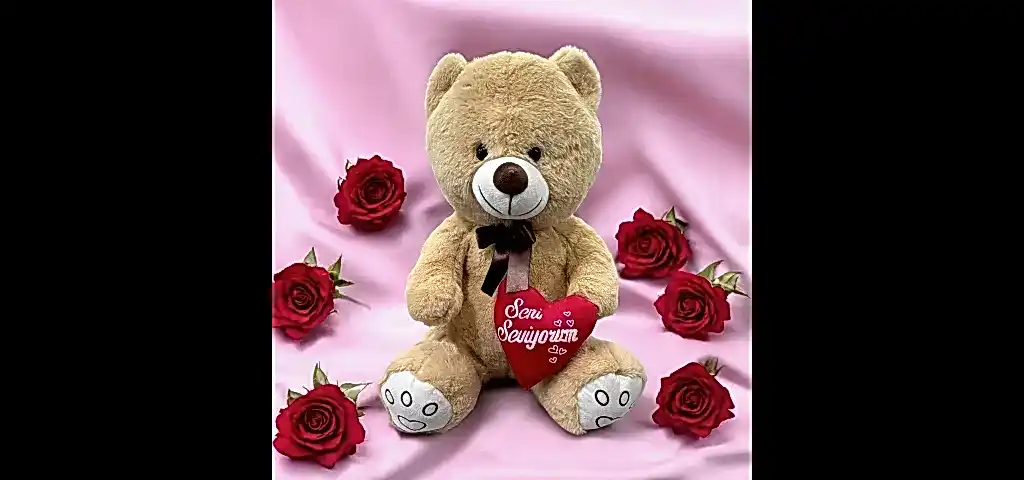 Kahverengi Kalpli Peluş Ayıcık (50 cm)