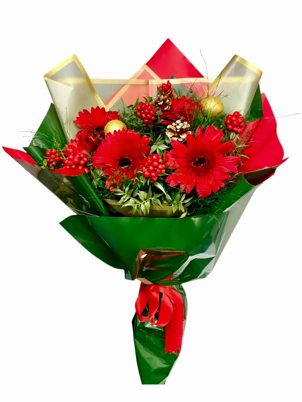 Kırmızı Gerbera & Kokina Buketi