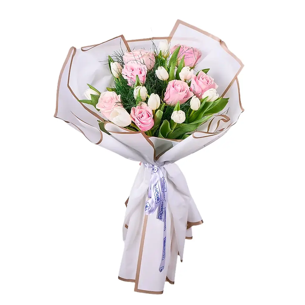 Pembe Gül & Beyaz Lale Buketi