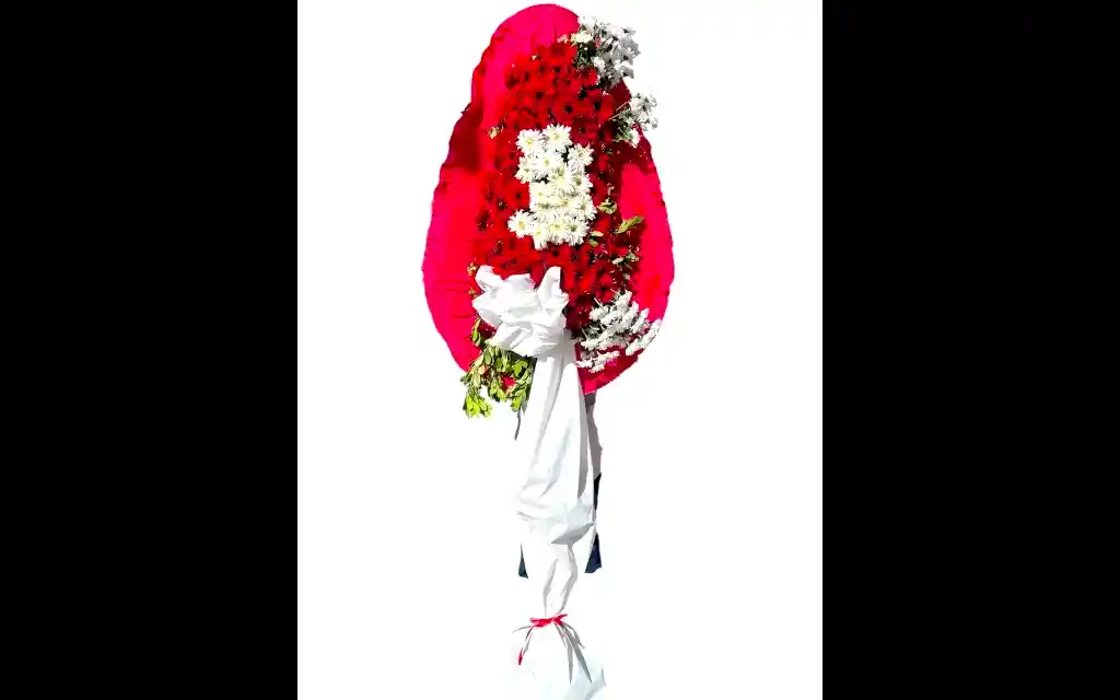 Kırmızı-Beyaz Gerberalar Tek Kat Çelenk