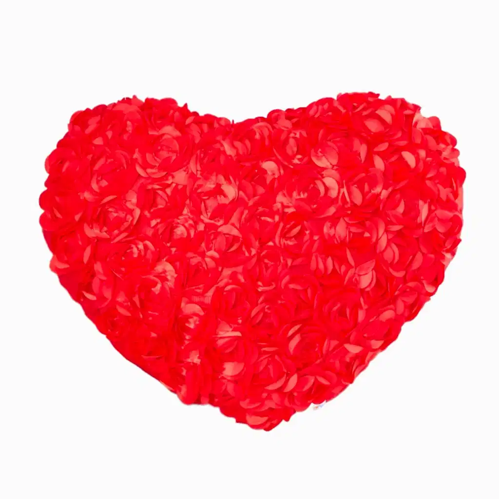 Kırmızı Kalp Güllü Yastık